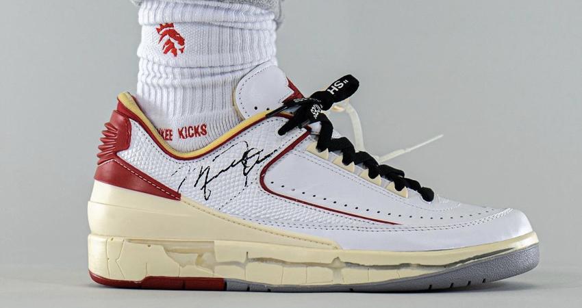 On Foot Take on the Off-White Air Jordan 2 Low White Red 03