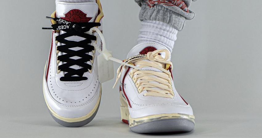 On Foot Take on the Off-White Air Jordan 2 Low White Red 06