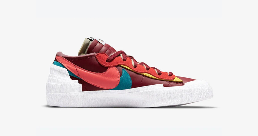 KAWS x sacai x Nike Blazer in Red and Blue Release Date 06