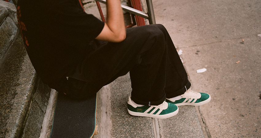 On Foot Look at the adidas x Mark Suciu Gazelle ADV Lush Green 01