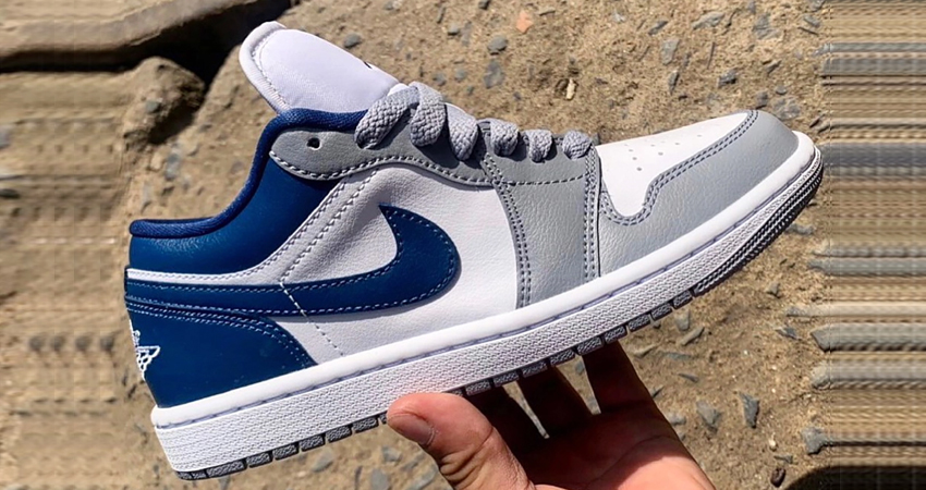 First Look At Air Jordan 1 Low Grey Blue 01