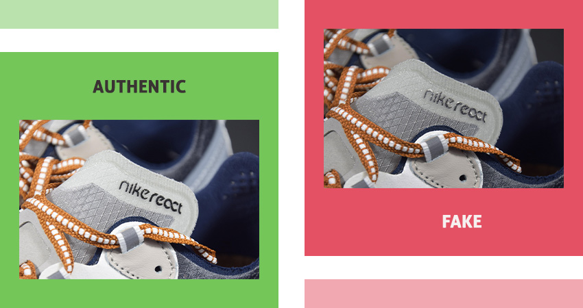 Nike React Element 87 real vs Fake tongue