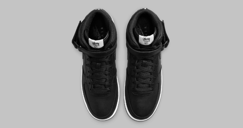 Stealthy Stussy x Nike Air Force 1 Mid Black Releasing With Snakeskin Swooshes 03