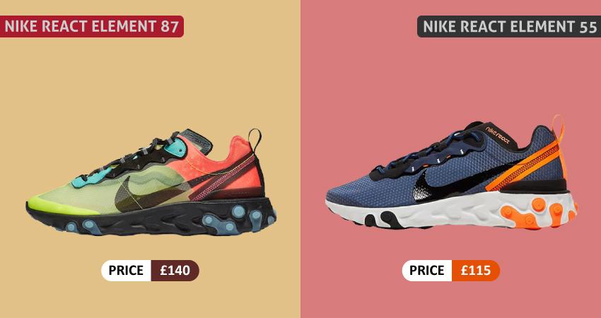Nike React Element 87 VS 55 PRICE