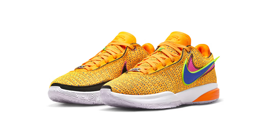 Drop Details Of The Nike LeBron 20 Laser Orange front corner