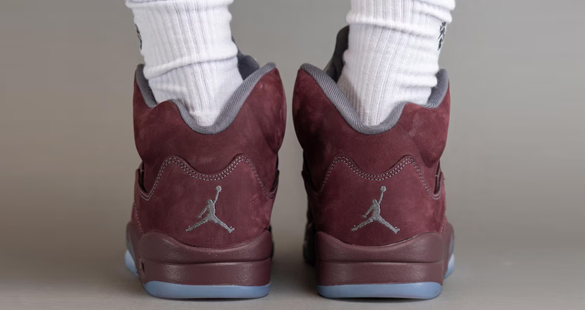 On Foot Look Of The Air Jordan 5 ‘Burgandy back