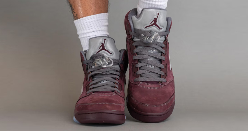 On Foot Look Of The Air Jordan 5 ‘Burgandy front