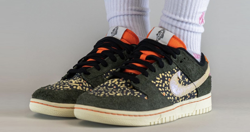 Score the Hottest Kicks Nike Dunk Low SE Trout onfoot front corner