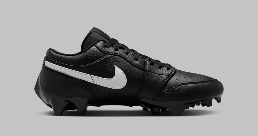 The Air Jordan 1 Low Cleat Sports A Bold White Swoosh right