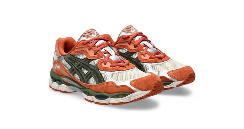 ASICS GEL NYC ‘Oatmeal Forest Drop Details front corner