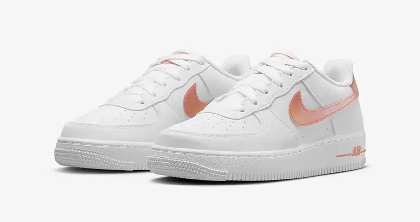 Nike Air Force 1 Low GS Next Nature White Safety Orange FJ4669 100 front corner