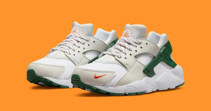 Nike Air Huarache GS Green Orange DX3065 100 front corner