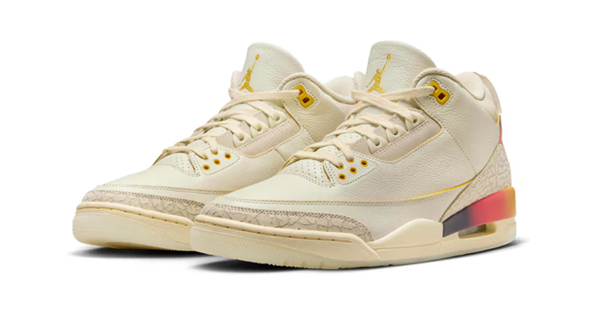 Official Images of the J Balvin x Air Jordan 3 Medellin Sunset front corner