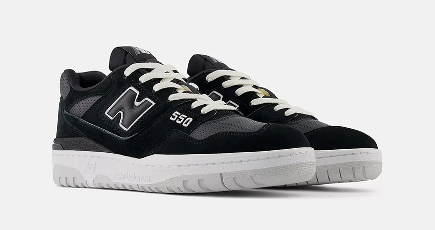 New Balance 550 Perforated Toe Black White BB550PRA front corner 1