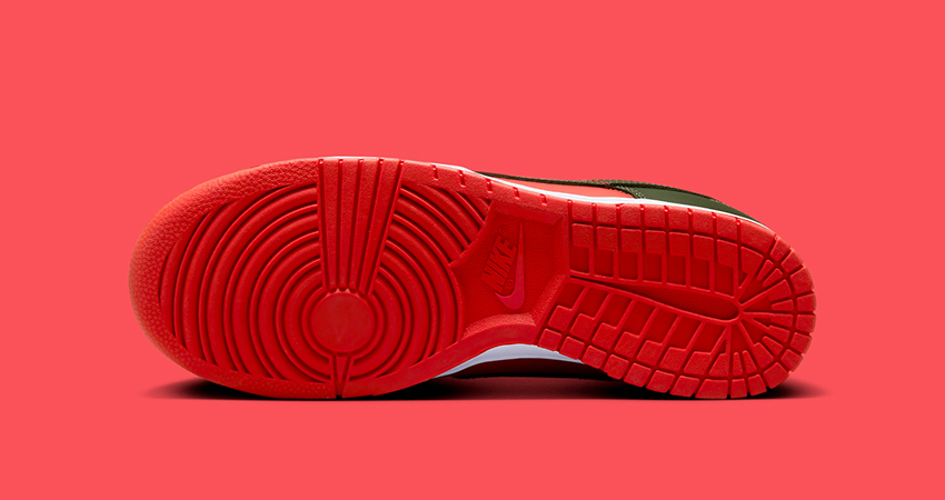 The Nike Dunk Low ‘Cargo Khaki Mystic Red Makes A Bold Statement down