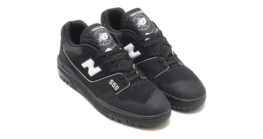 First Look at the atmos x New Balance 550 BlackWhite front corner
