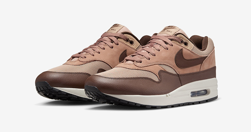A Closer Look at the Nike Air Max 1 Cacao Wow Dusted Clay front corner
