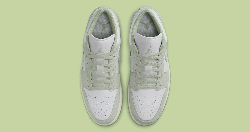Hairy Suede Layers Up The Style On The Air Jordan 1 Low Light Green up